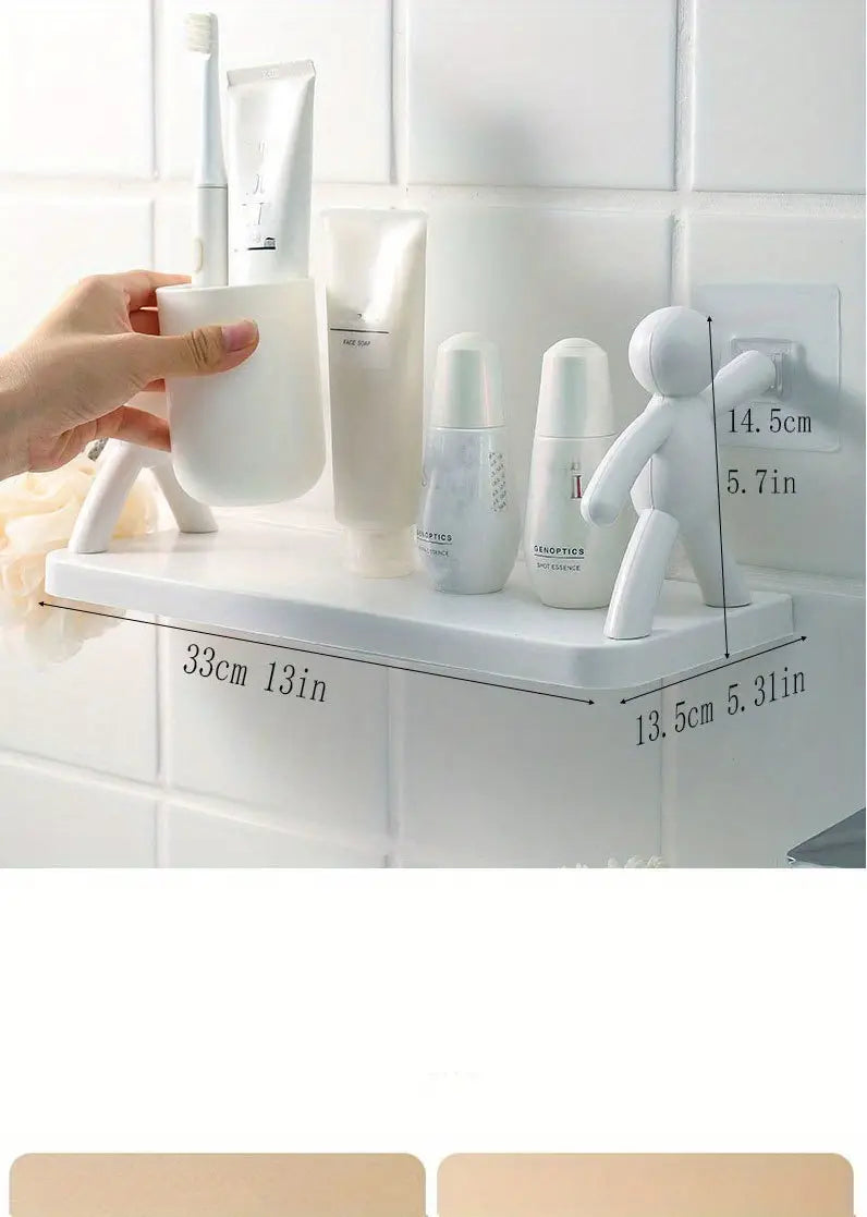 Punch-Free Multifunctional Floating Shelf for Storage