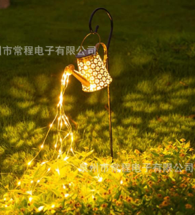 Solar Light Watering Can with Hollow Projection Lamp