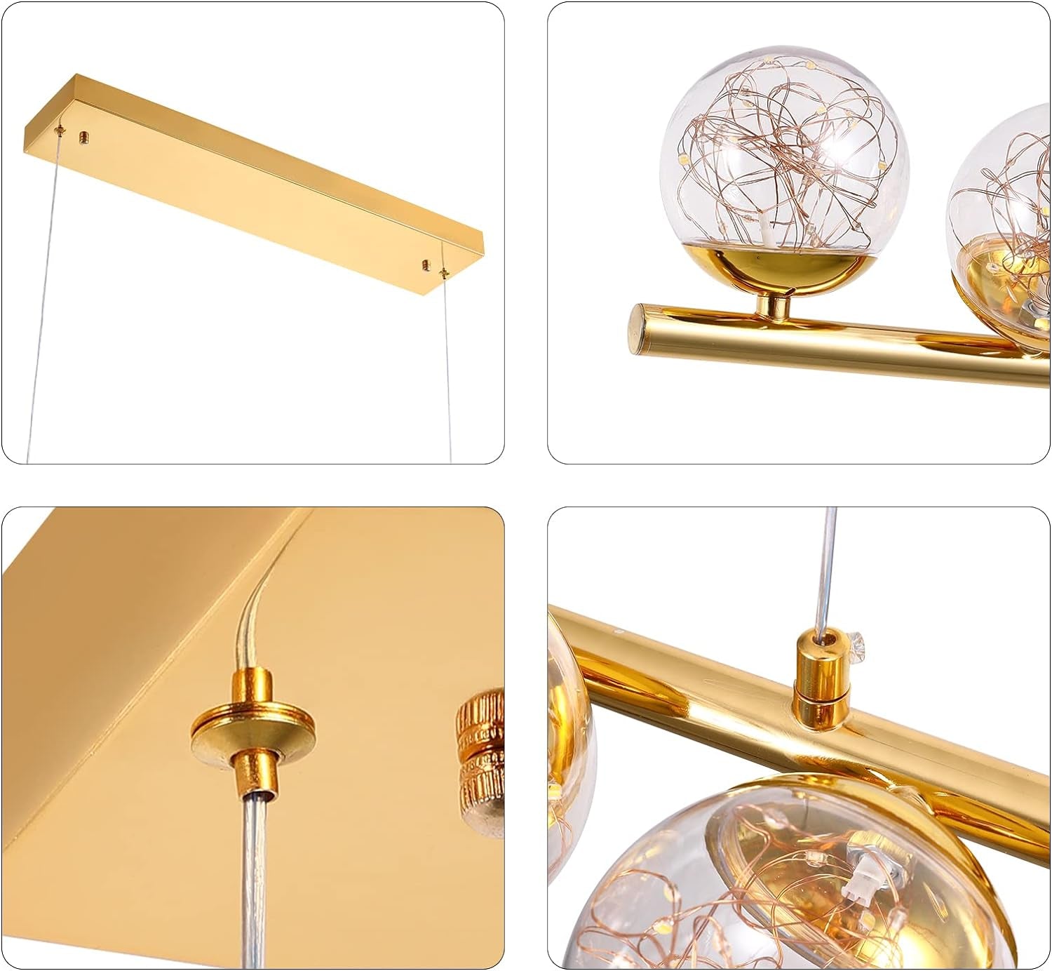 Modern Sputnik Chandelier 12 Lights LED Clear Glass Globe Pendant Light Dimmable LED Chandeliers Ceiling Light Gold Brass Chandeliers for Kitchen Island Dining Room Living Room