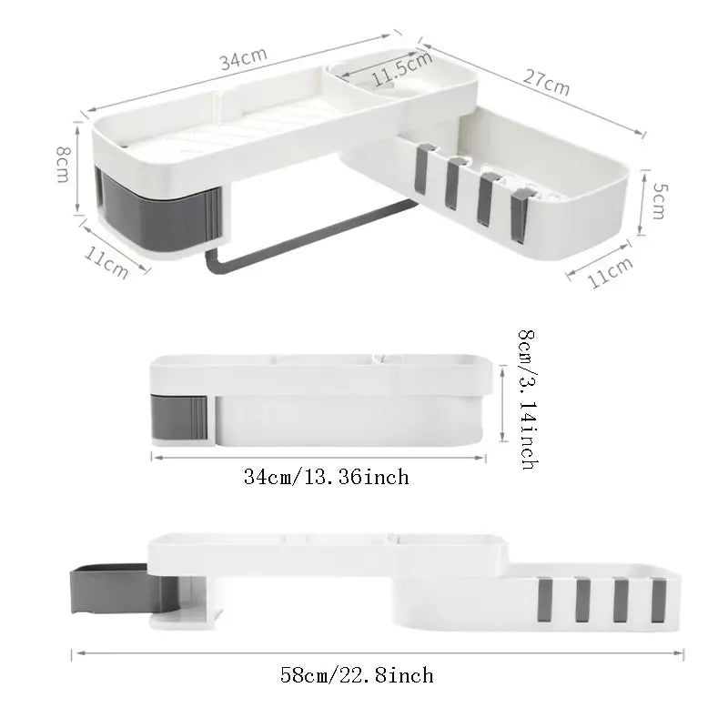 Punch-Free Corner Shower Caddy for Toiletries Storage