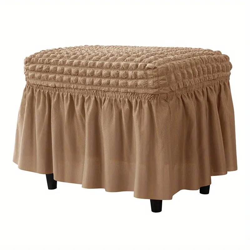 Rectangular Stretch Ottoman Cover with Skirt for Furniture
