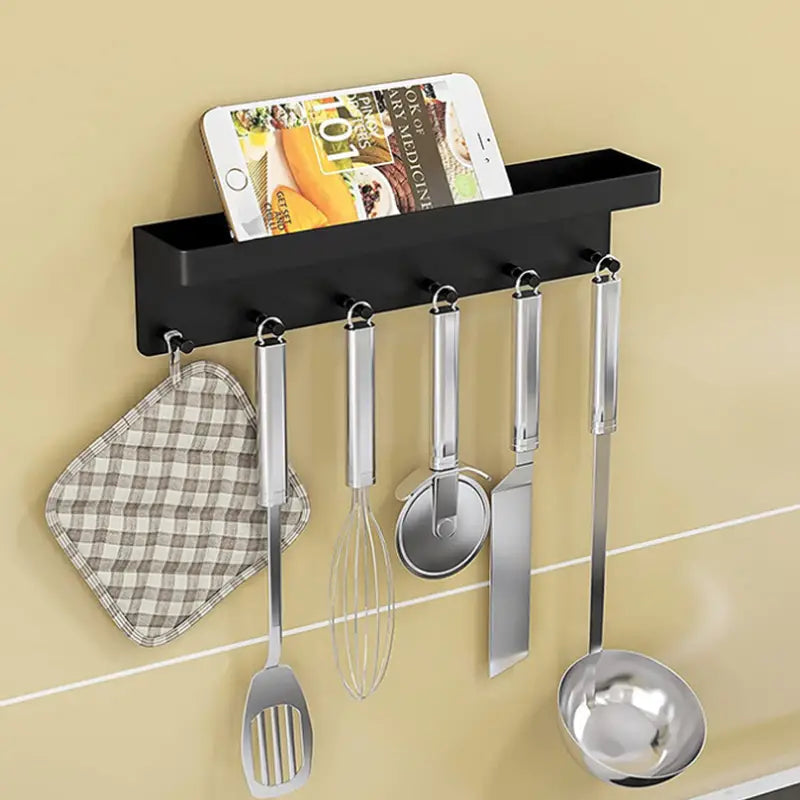 Wall Mount Key Holder with Shelf and 6 Hooks
