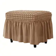 Rectangular Stretch Ottoman Cover with Skirt for Furniture