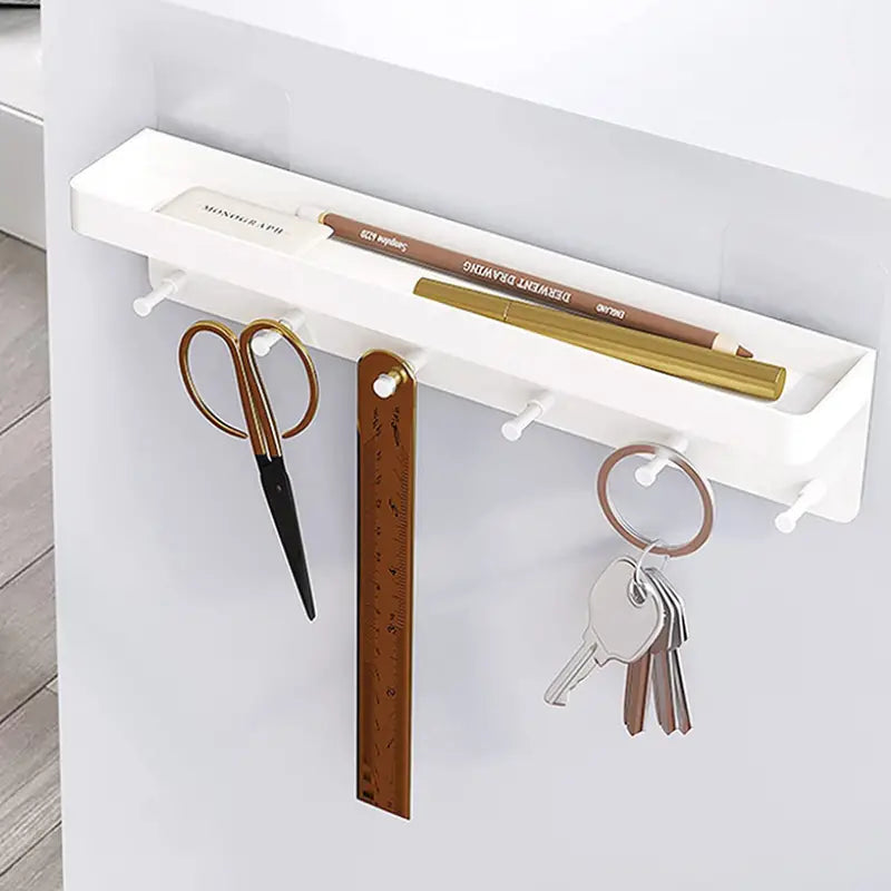 Wall Mount Key Holder with Shelf and 6 Hooks