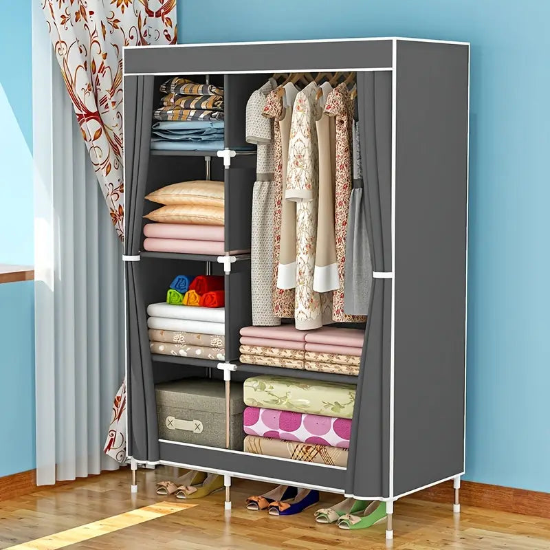 Portable Wardrobe Storage Organiser with Hanging Rods