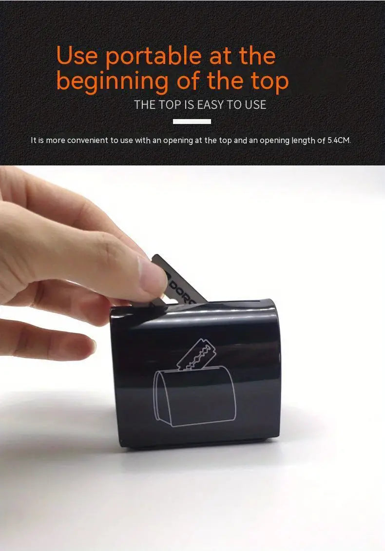 Safety Razor Blade Disposal Case - Black Bench Storage