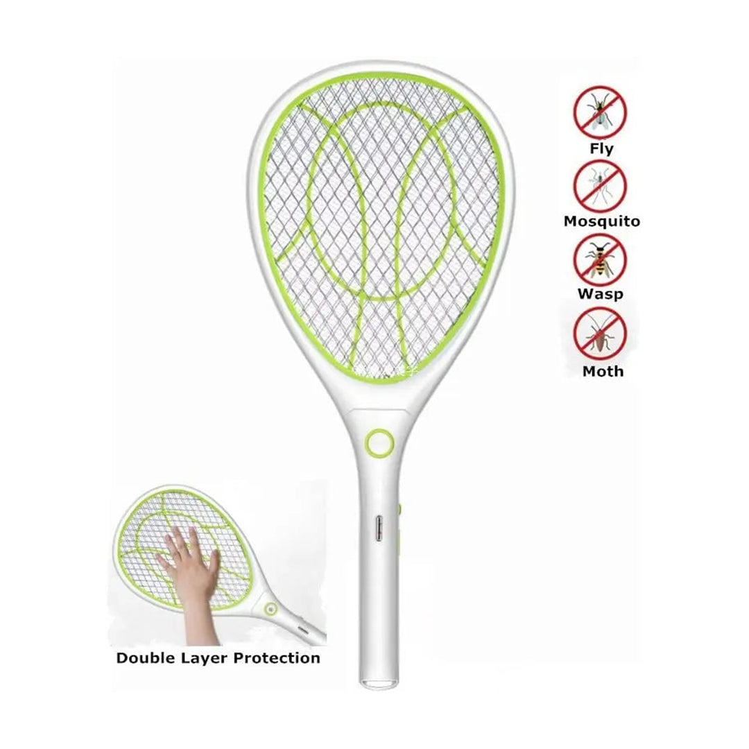 Night Cat Electric Mosquito Fly Swatter Bug Zapper Bat Racket, Pests Insects Control Killer Repellent, USB Rechargeable, LED Lighting, Double Layers Mesh Protection