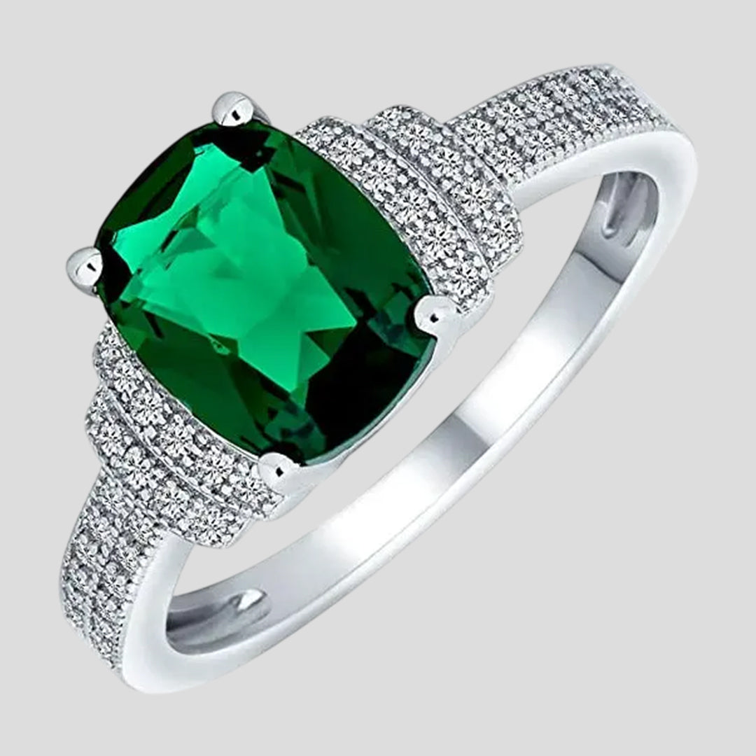 Simulated Emerald Cut Statement  Ring