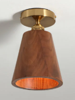 Flush Mount Walnut Wood LED Ceiling Light