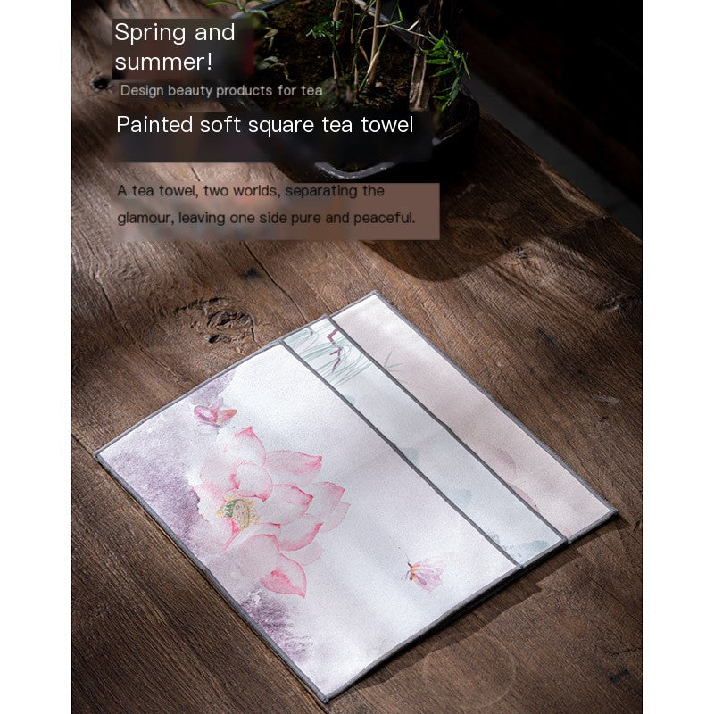 Chinese Style Tea Towel Set - Absorbent Table Mats (4pcs)