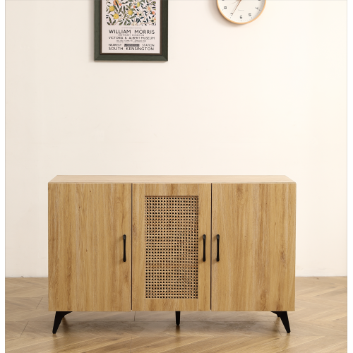 Natural Rattan 3-Door Storage Cabinet