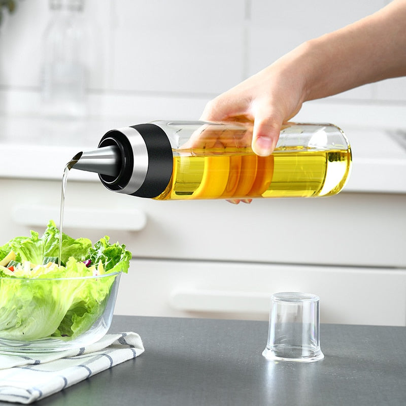 Leak-Proof Glass Oil Dispenser Set for Kitchen Use