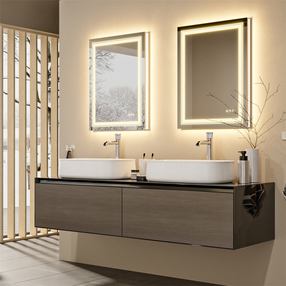 Crystal Clear Smart LED Dimmable Bathroom Mirror - Dual Lights, Defog & Waterproof_2