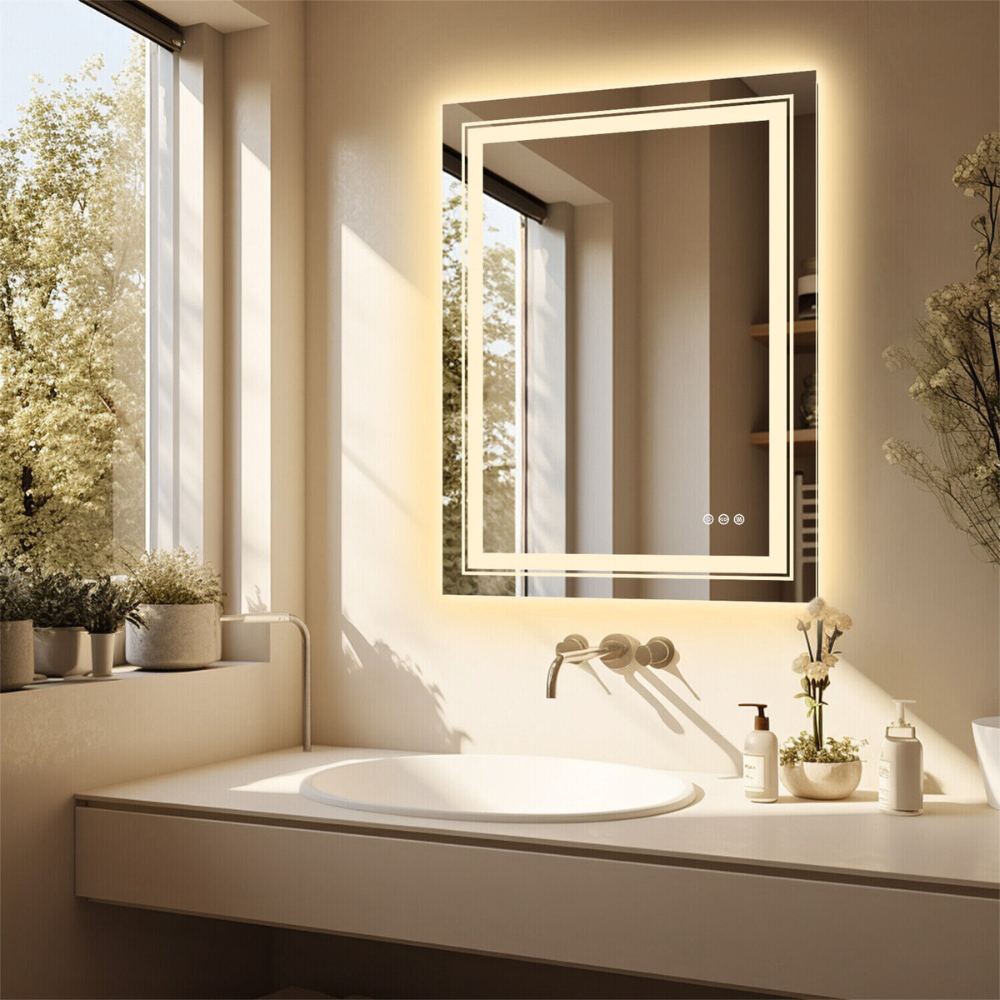 Crystal Clear Smart LED Dimmable Bathroom Mirror - Dual Lights, Defog & Waterproof_6