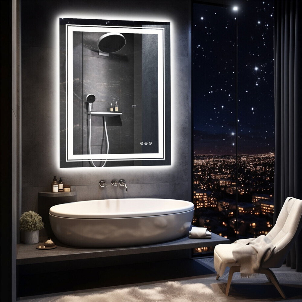 Crystal Clear Smart LED Dimmable Bathroom Mirror - Dual Lights, Defog & Waterproof_8