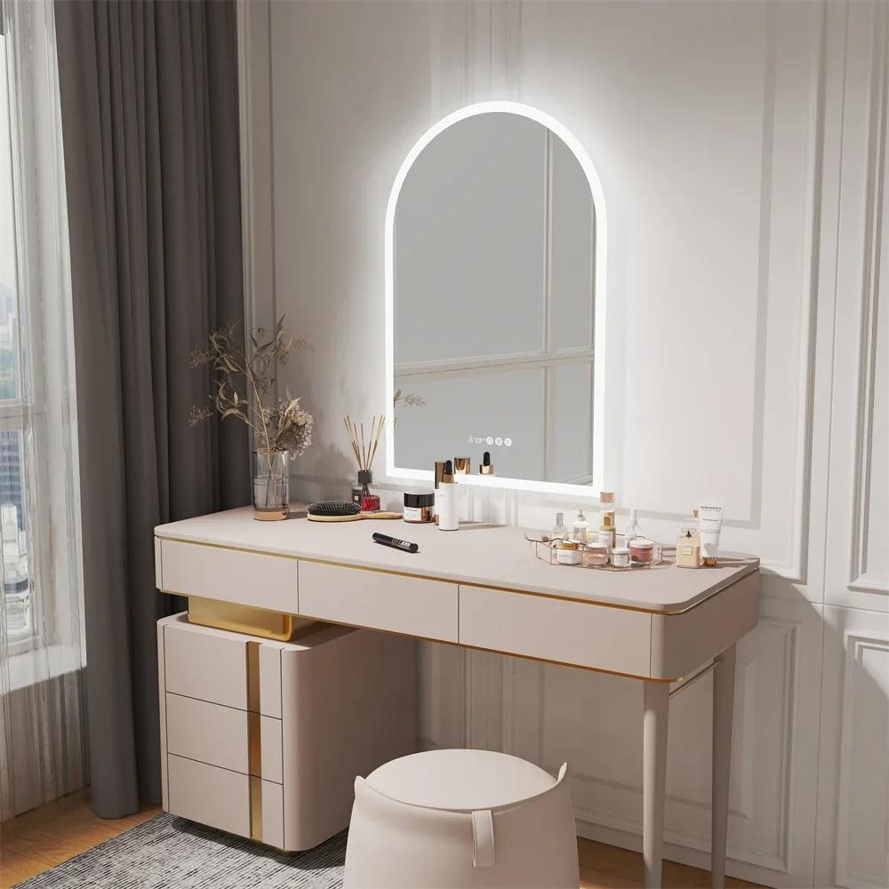Chic Backlit Bathroom Vanity Mirror with Time and Temperature Display_4