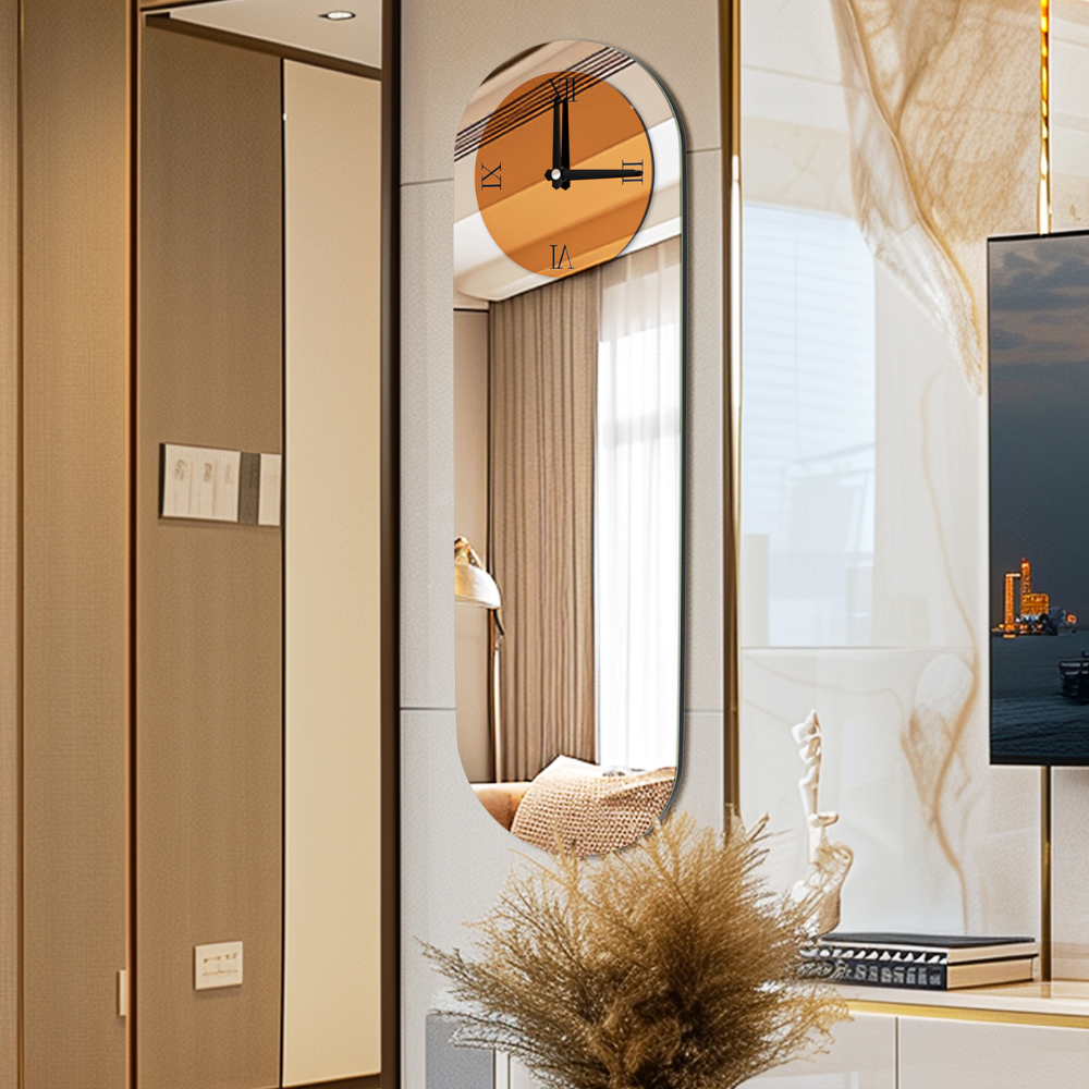 Modern Silver Mirror Wall Clock_7