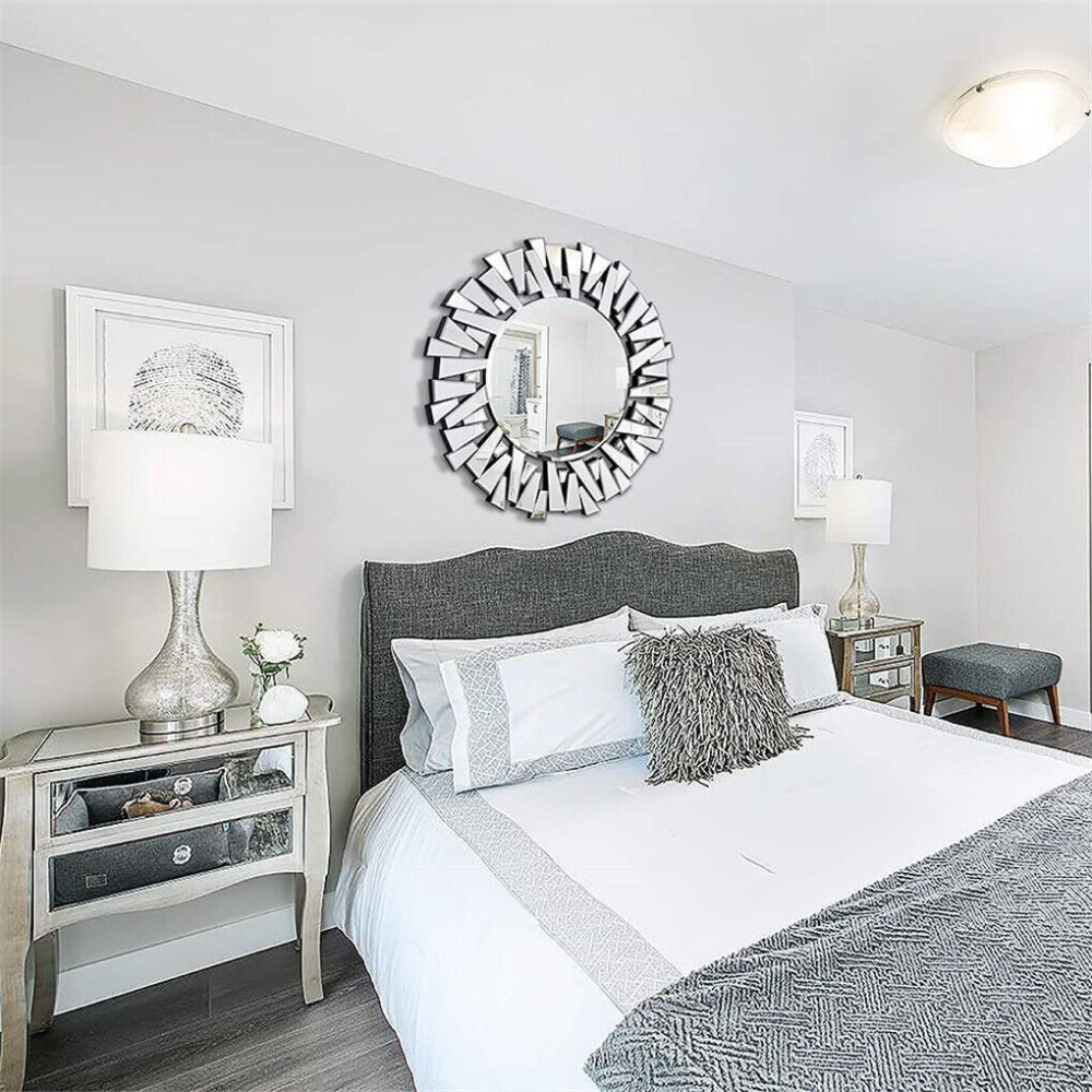 Stunning 32 Silver Round Wall Mirror_0