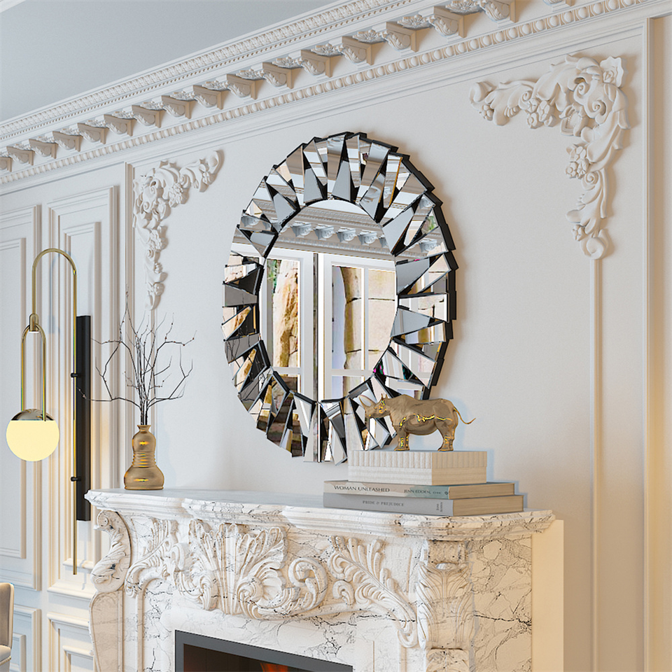 Stunning 32 Silver Round Wall Mirror_1