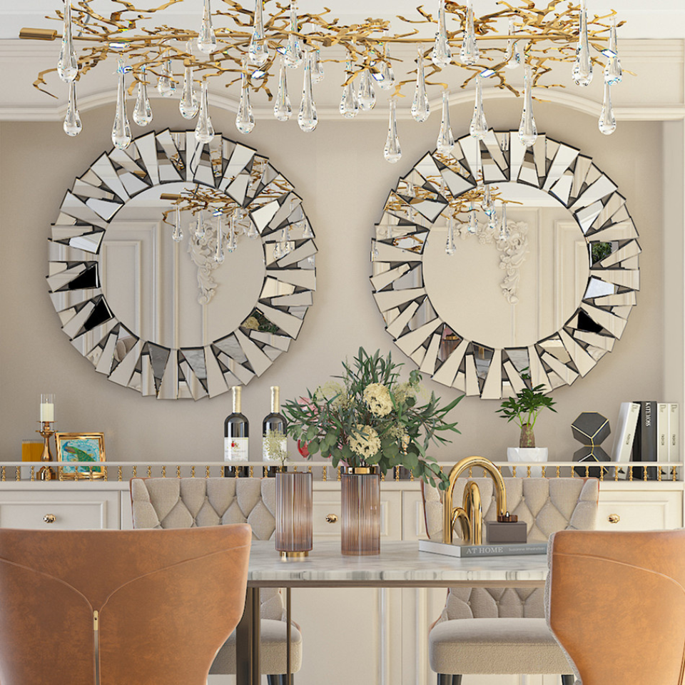 Stunning 32 Silver Round Wall Mirror_2