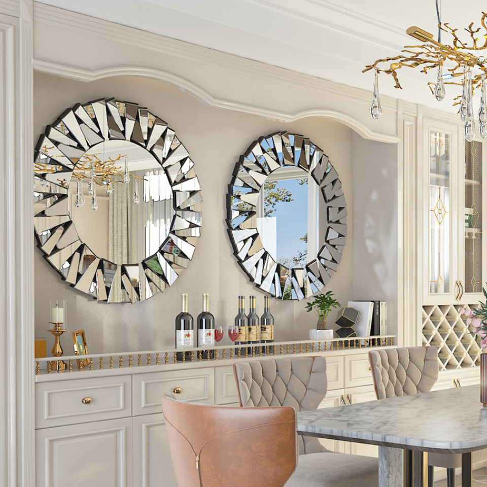 Stunning 32 Silver Round Wall Mirror_4