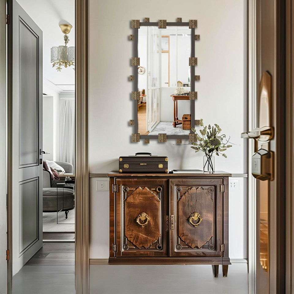 Vintage Industrial Metal Decorative Vanity Wall Mirror_0