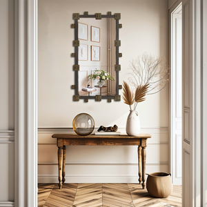Vintage Industrial Metal Decorative Vanity Wall Mirror_3