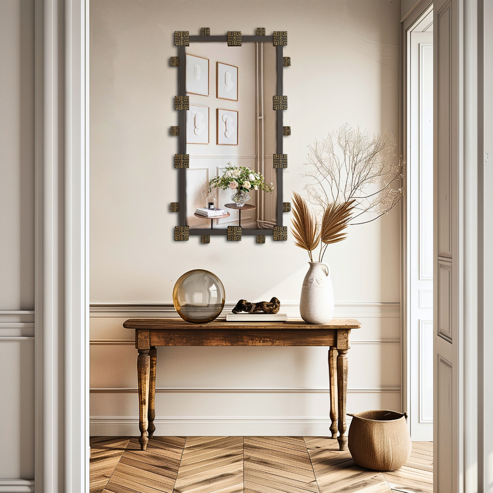 Vintage Industrial Metal Decorative Vanity Wall Mirror_3