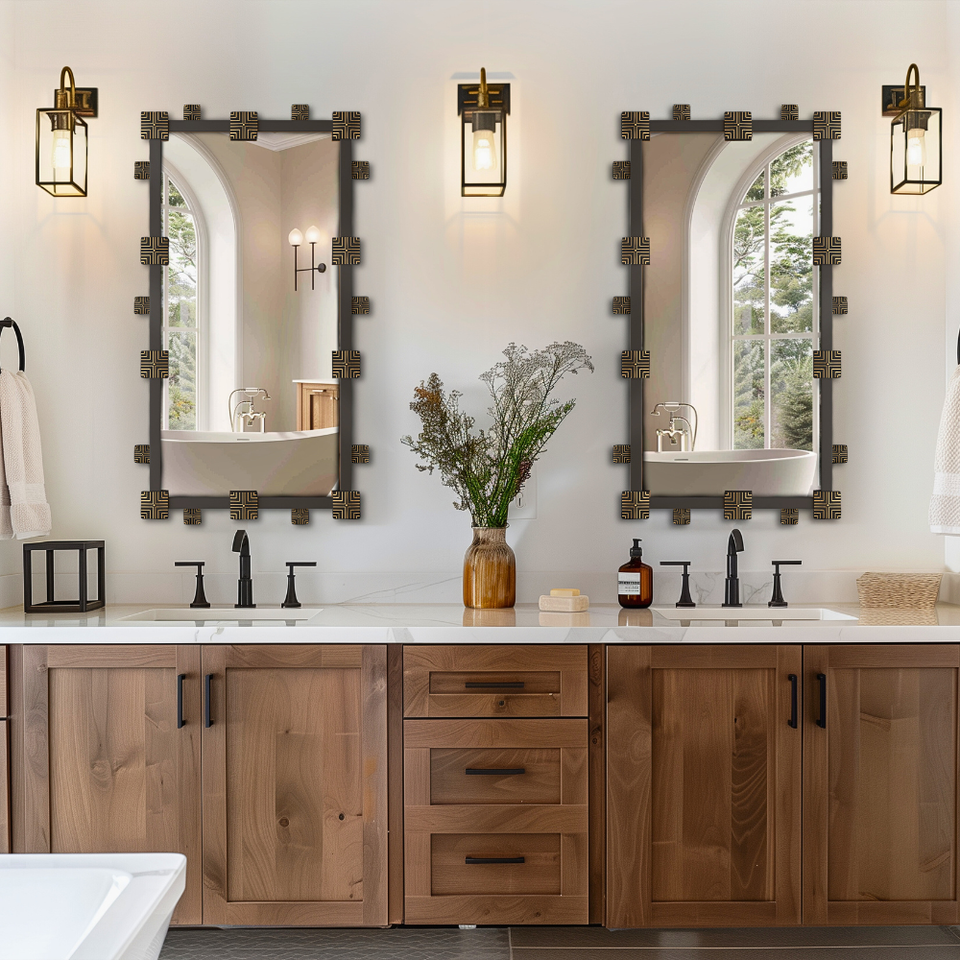 Vintage Industrial Metal Decorative Vanity Wall Mirror_6