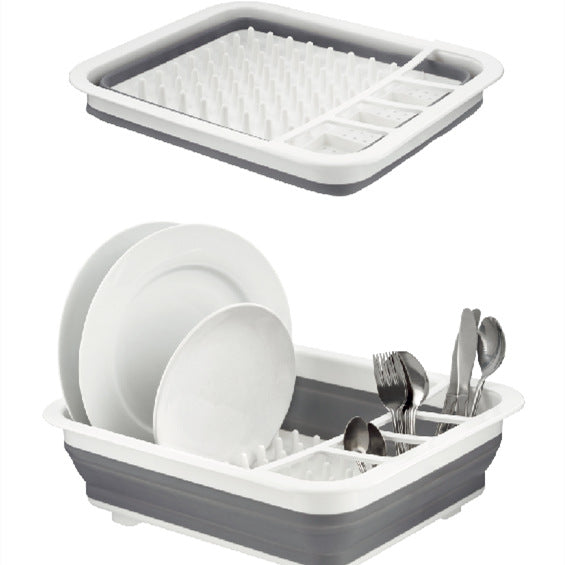 Foldable Kitchen Draining Bowl Rack and Utensil Holder