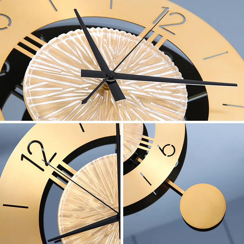Metal Wall Clock with Elegant Pendulum