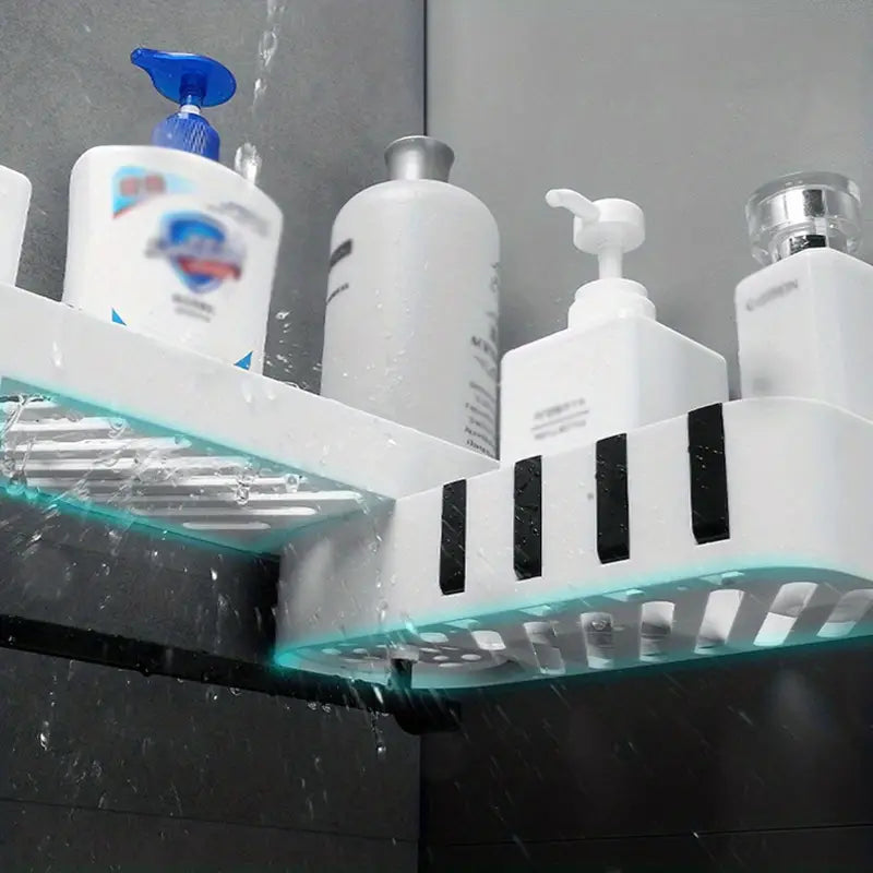 Punch-Free Corner Shower Caddy for Toiletries Storage