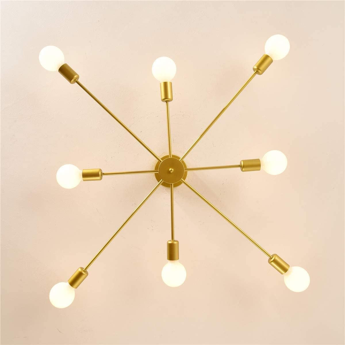 8-Light Sputnik Ceiling Light Modern Semi Flush Mount Ceiling Light Mid Century Gold Chandelier Pendant Lighting for Kitchen Dining Room Bedroom