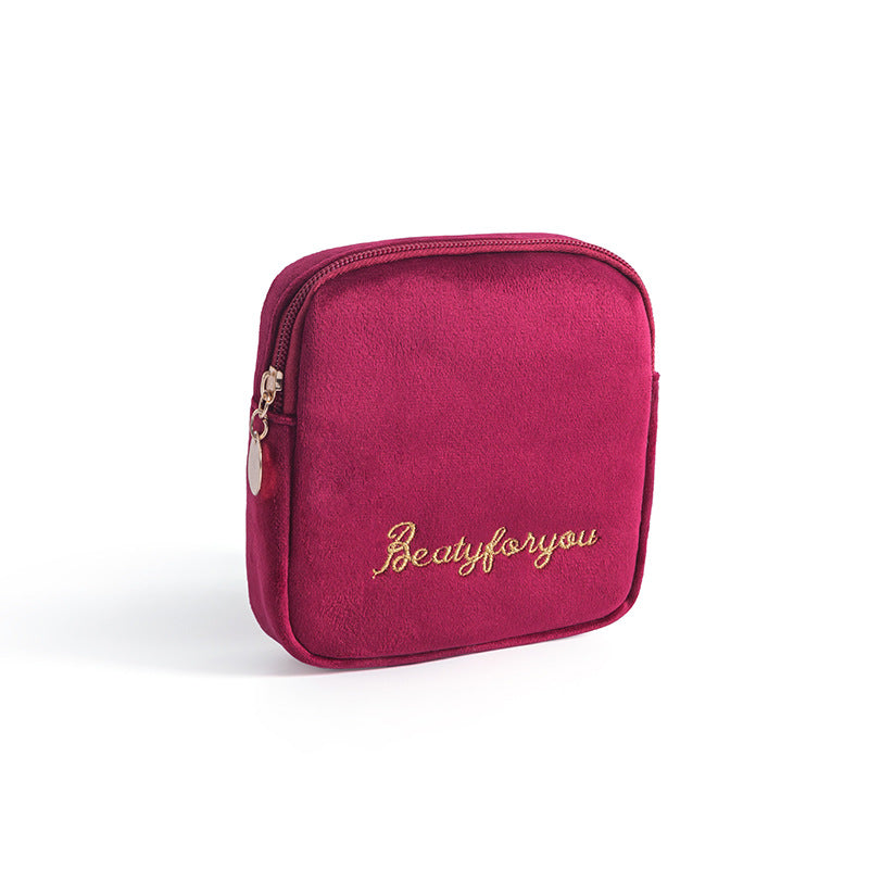 Sanitary Napkin Storage Bag, Plush Handheld Pouch