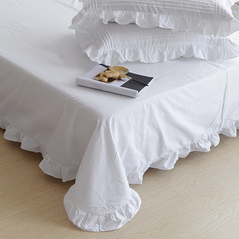 Korean Style Pure White Cotton Bed Sheet
