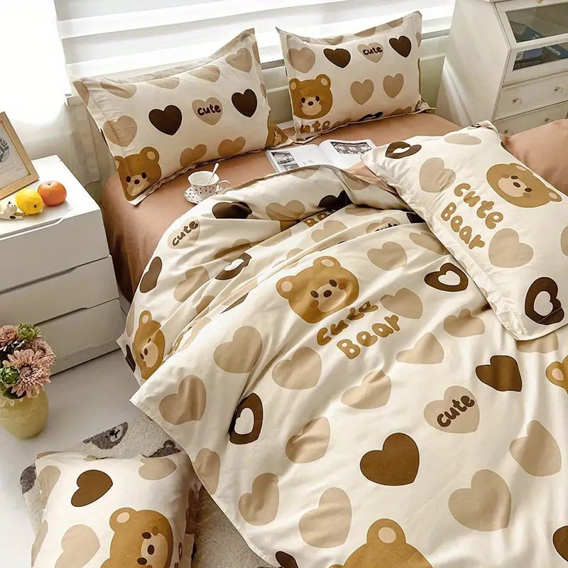 Aloe Vera Cotton Bedding Set with Quilt Cover (4 Pieces)