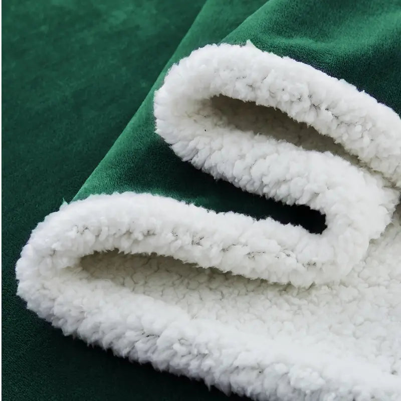 Green Sherpa Throw Blanket for Couch, 50x60 Inches
