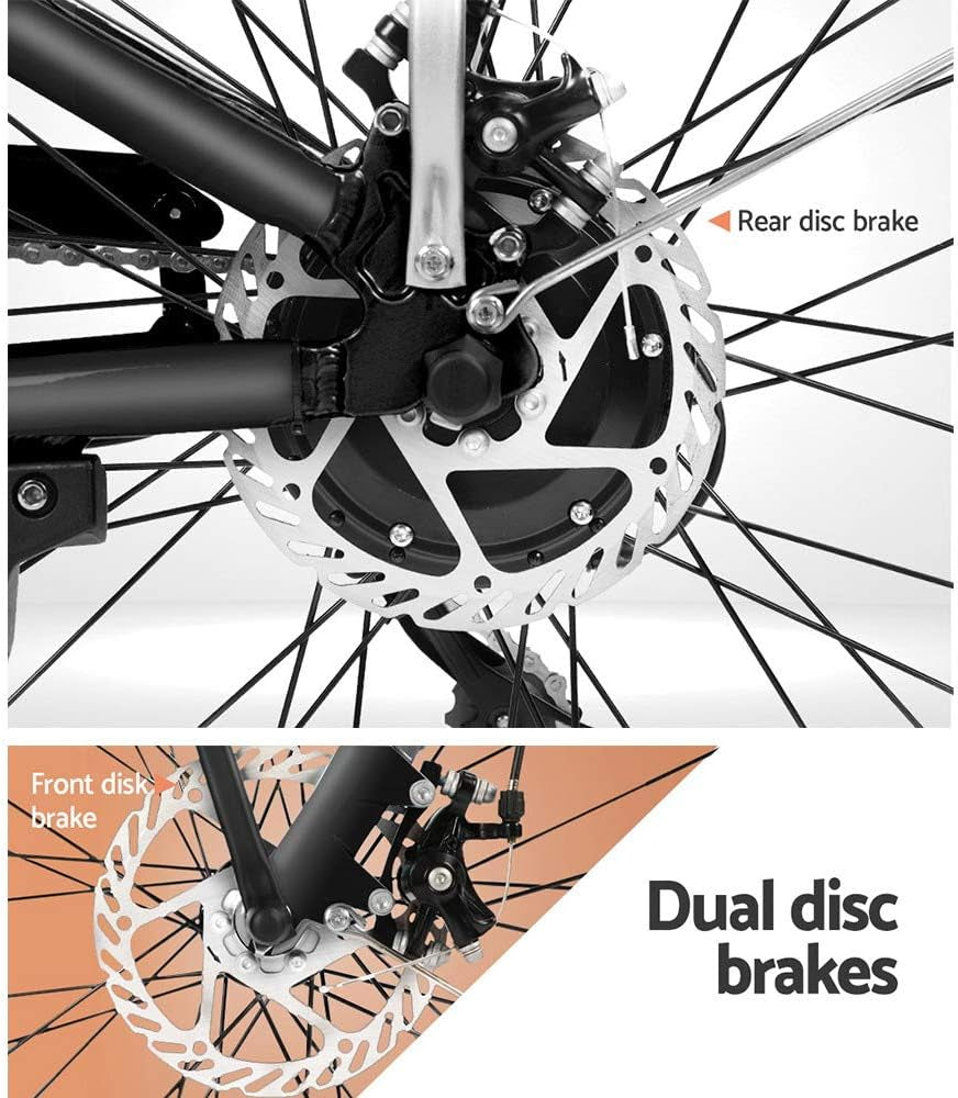 Electric Bike, 26 Inch Ebike Mountain Road Electronic Bikes Electricbike Outdoor Adult Cycling Equipment, 6 Speed Powerful Brushless Motor LED Headlight Black