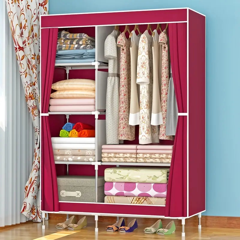 Portable Wardrobe Storage Organiser with Hanging Rods