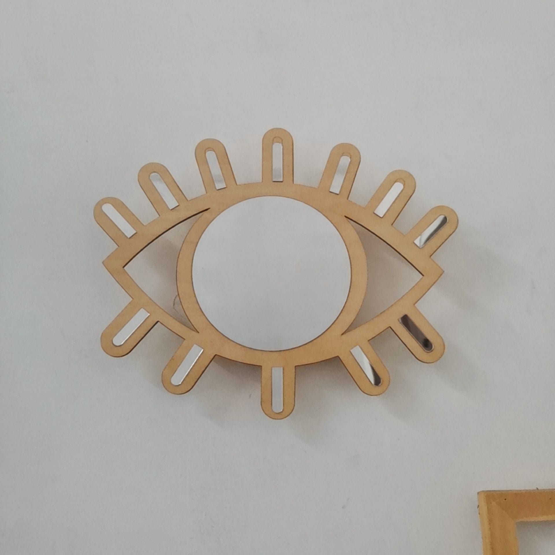 Nordic Wooden Eye-Shaped Wall Mirror