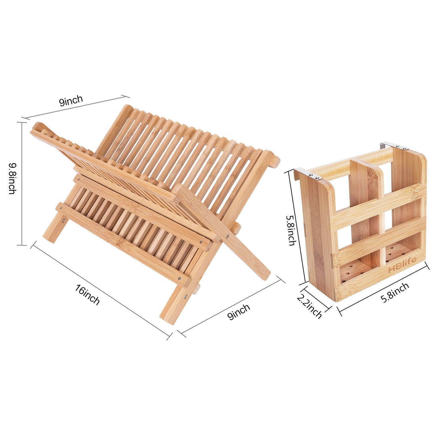 Bamboo Folding Dish Rack for Kitchen Organisation