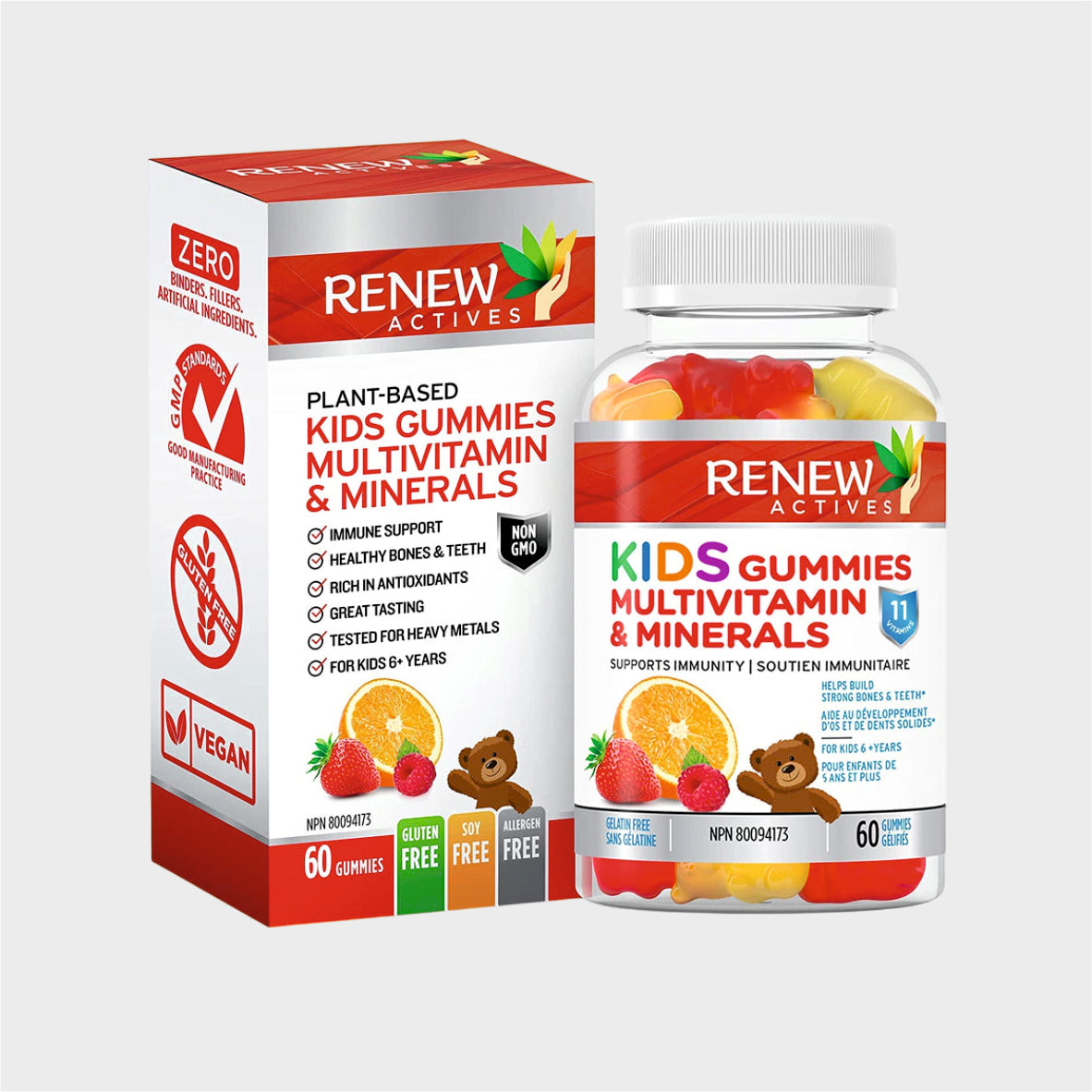 Kids Multivitamin Gummies – 60 Count, Vegan Strawberry & Orange Vitamins, No Artificial Colors