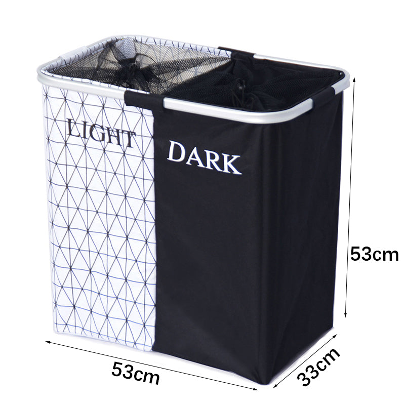 High Capacity 2 Compartment Foldable Laundry Basket