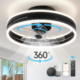 360° Oscillating Ceiling Fans with Light and Remote, Air Circulator Ceiling Fans with 6 Speed Reversible Blades for Bedroom,Smart Ceiling Fan with Alexa/Google Assistant/App/Remotes