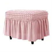 Rectangular Stretch Ottoman Cover with Skirt for Furniture