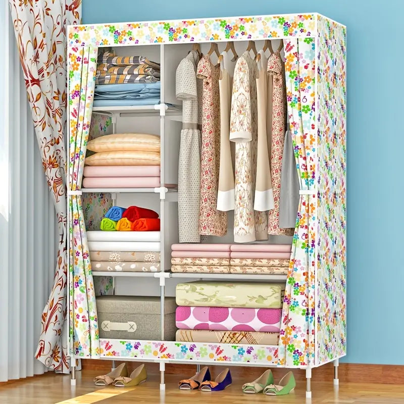 Portable Wardrobe Storage Organiser with Hanging Rods