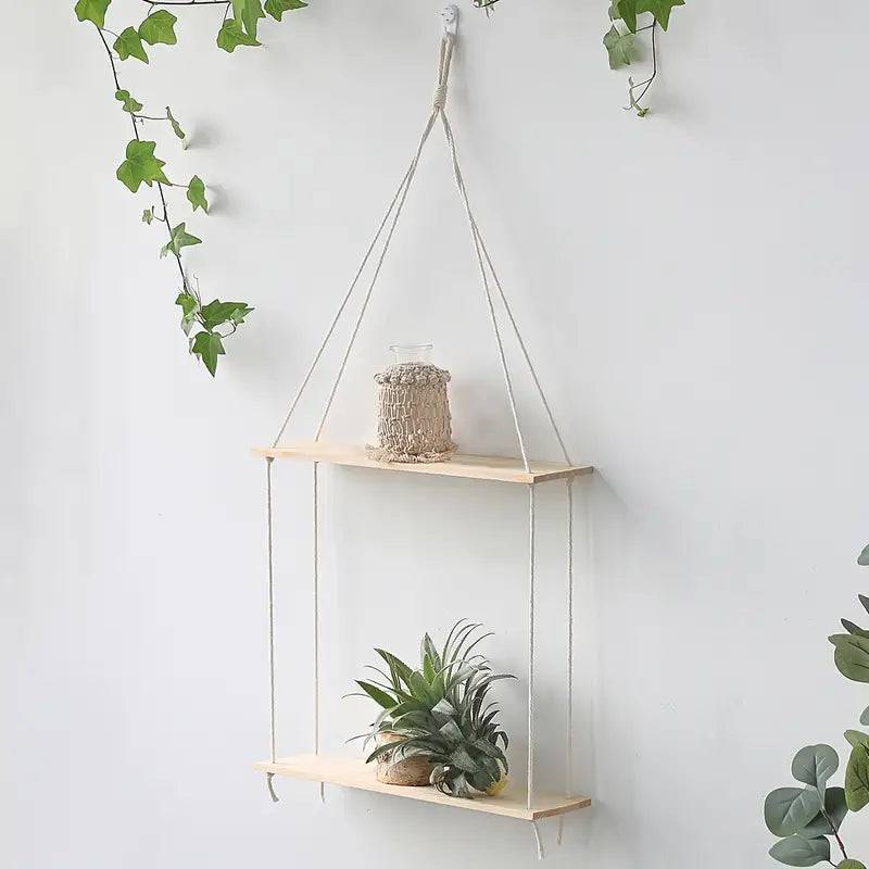 Bohemian Floating Shelf - Handmade Cotton Rope Rack