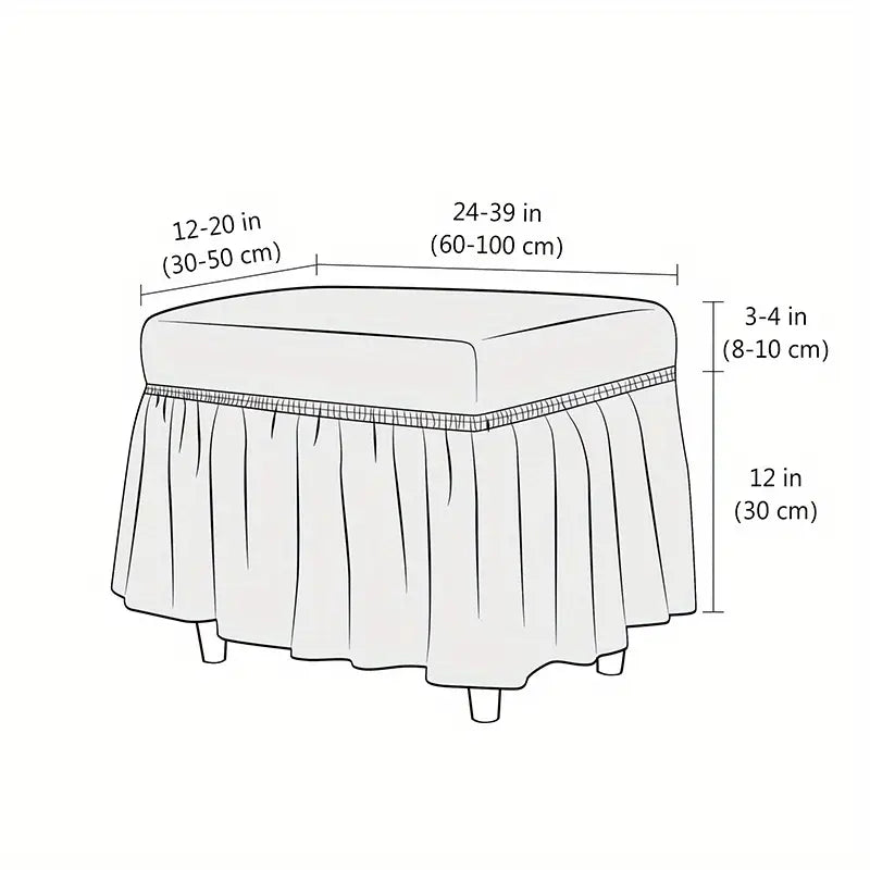 Rectangular Stretch Ottoman Cover with Skirt for Furniture