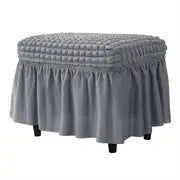 Rectangular Stretch Ottoman Cover with Skirt for Furniture