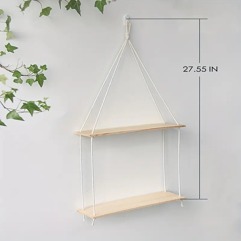Bohemian Floating Shelf - Handmade Cotton Rope Rack